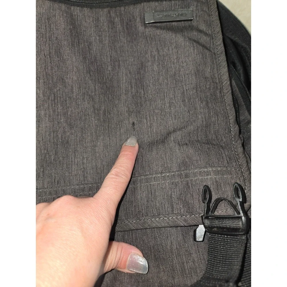 Samsonite Charcoal Gray Heathered Fabric Backpack Laptop Bag Travel School Work